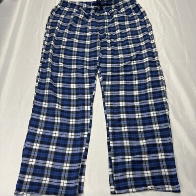 Real Essentials Blue Black Plaid Relaxed Fit Pajam Bottoms Mens Size XL