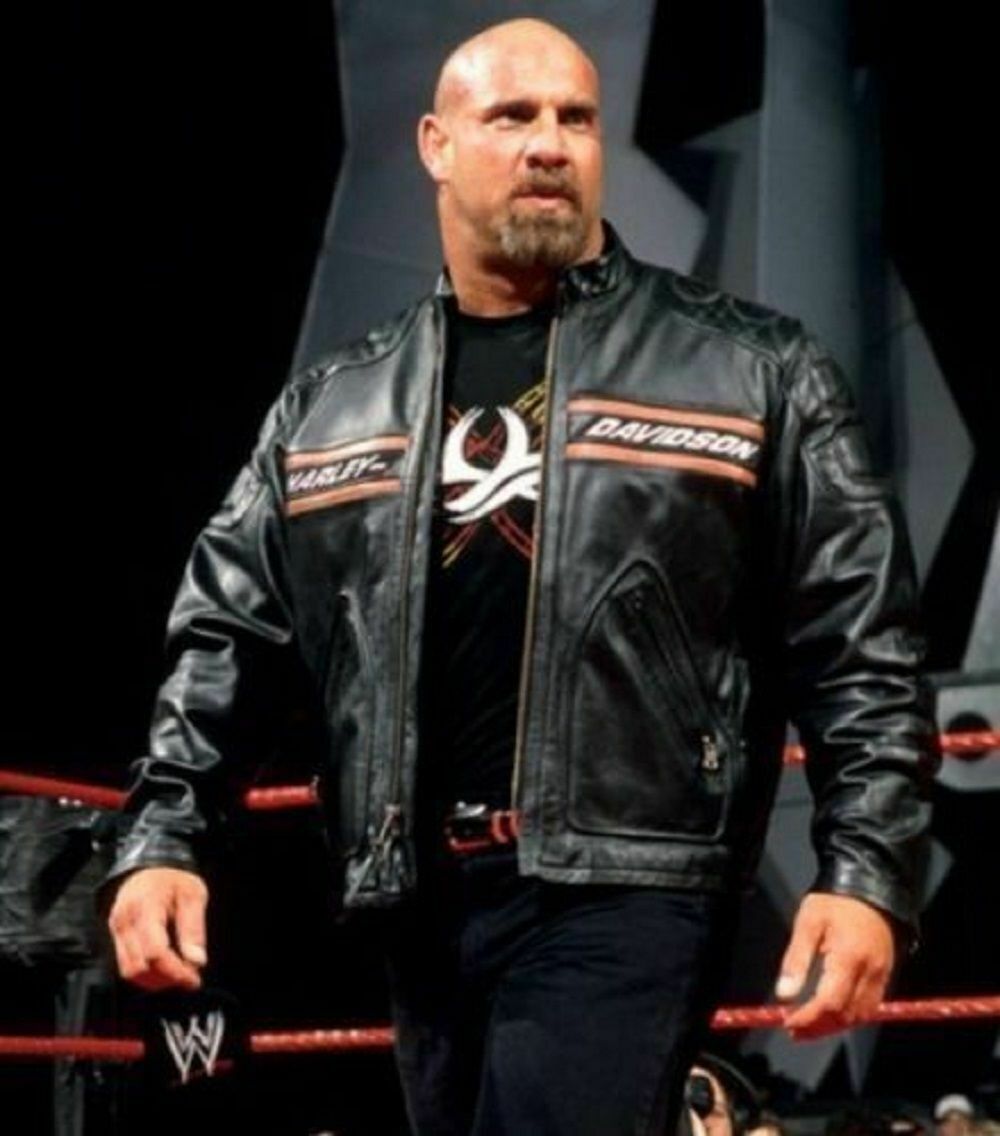 Men Leather Jacket Bill Goldberg Jacket Motorcycle Biker Black