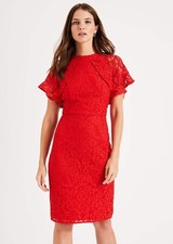 PHASE EIGHT RED LACE LUISA PENCIL OCCASION DRESS UK 14 PARTY EVENING NEW