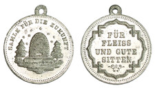 P249, Germany, c1880 Tin Medal, Bee, Hive, Award for Hard Work and Good Manners
