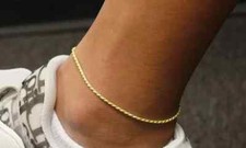 1.5MM Solid Italian 14K Yellow Gold Rope Ankl...