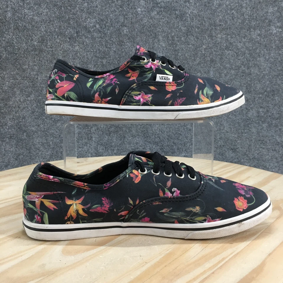 Vans Zapatos Mujer 9 Hombre 7.5 Auténticos Tenis Negro Estampado Floral Parte Superior Baja TB4R Foto 2 de 4