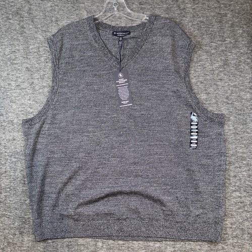 NWT Hart Schaffner Marx Mens Extra Fine Merino Wool V-Neck Sweater Vest Gray 2XB
