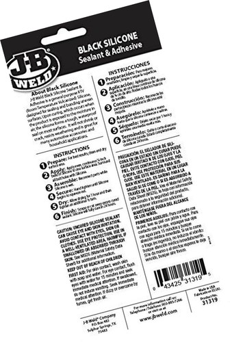 J-B Weld 31319 RTV Silicone Sealant and Adhesive - Black - 3 oz. - Bild 2 von 4