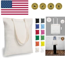 6 | 12 | 24 | 48 | 192 Pack Economical Cotton Tote Bags, Lightweight Medium R...