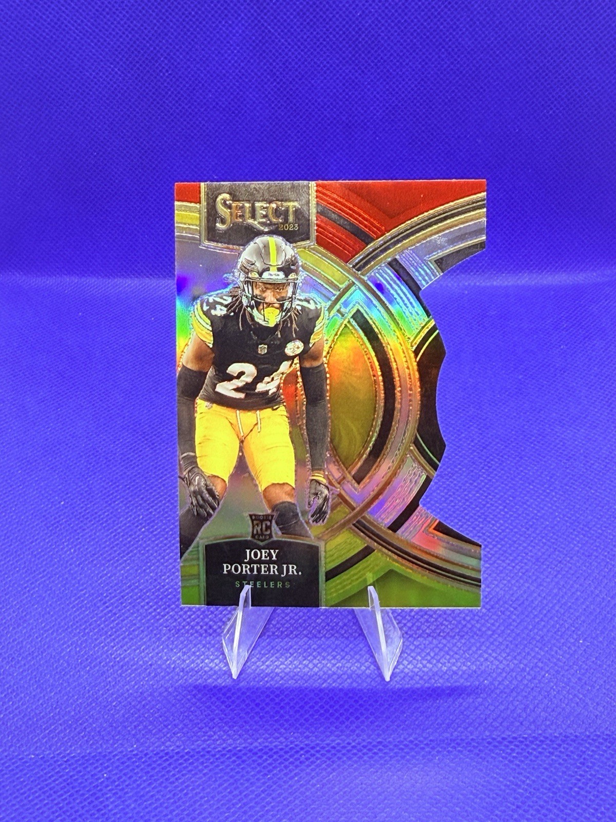 2023 Panini Select Premier Joey Porter Jr. #179 Red & Yellow Prizm Die-Cut (RC)