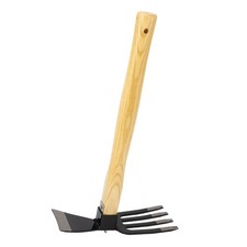 —Hand Hoe Rake Tool Carbon Steel Wooden Handle Gardening Digger For Weeding