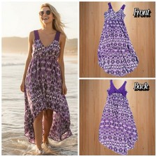 Express Purple White Sleeveless Hi-Lo Maxi Dress Women Size Large