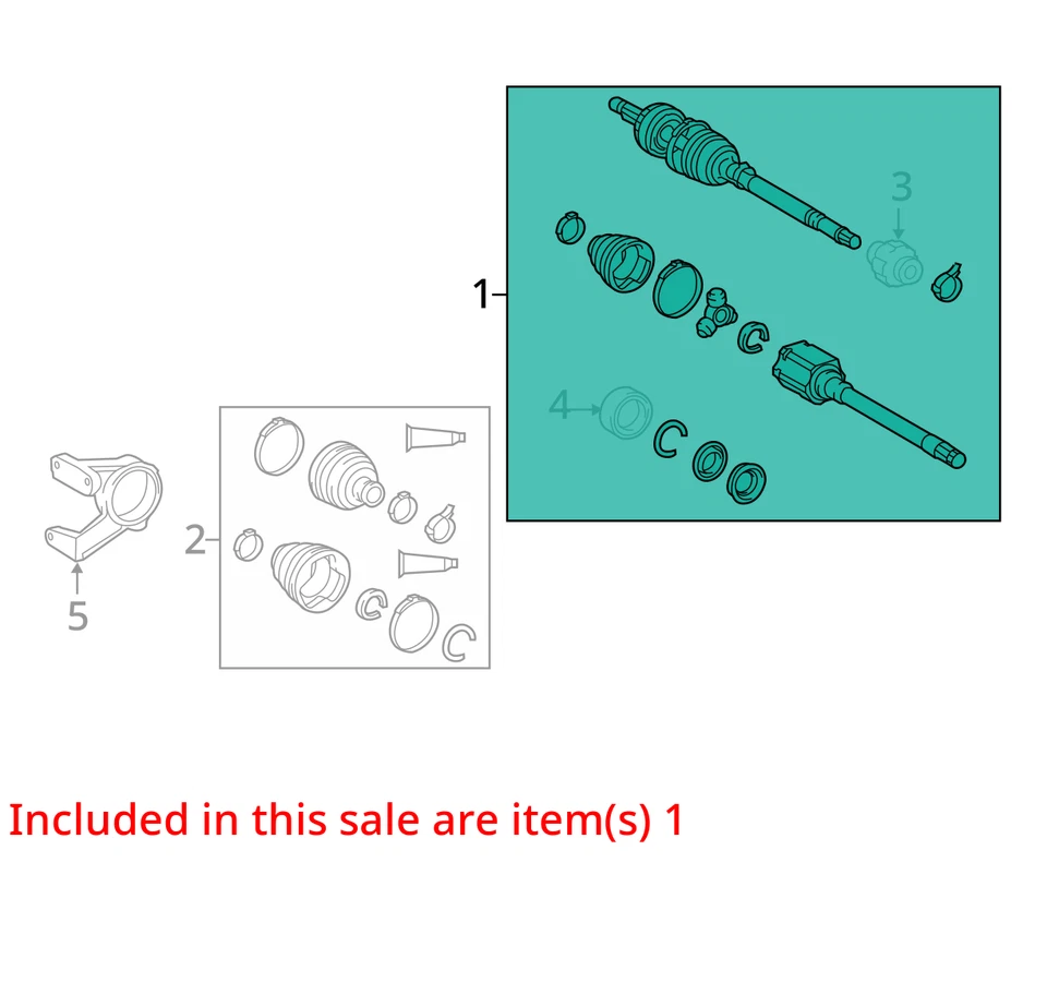 Toyota Highlander 2009-2012 eje pasajero delantero CV C/V TYYHZ Foto 3 de 4