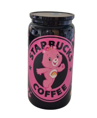 Care-Bears Themed Starbucks Black Plastic Libbey Tumbler