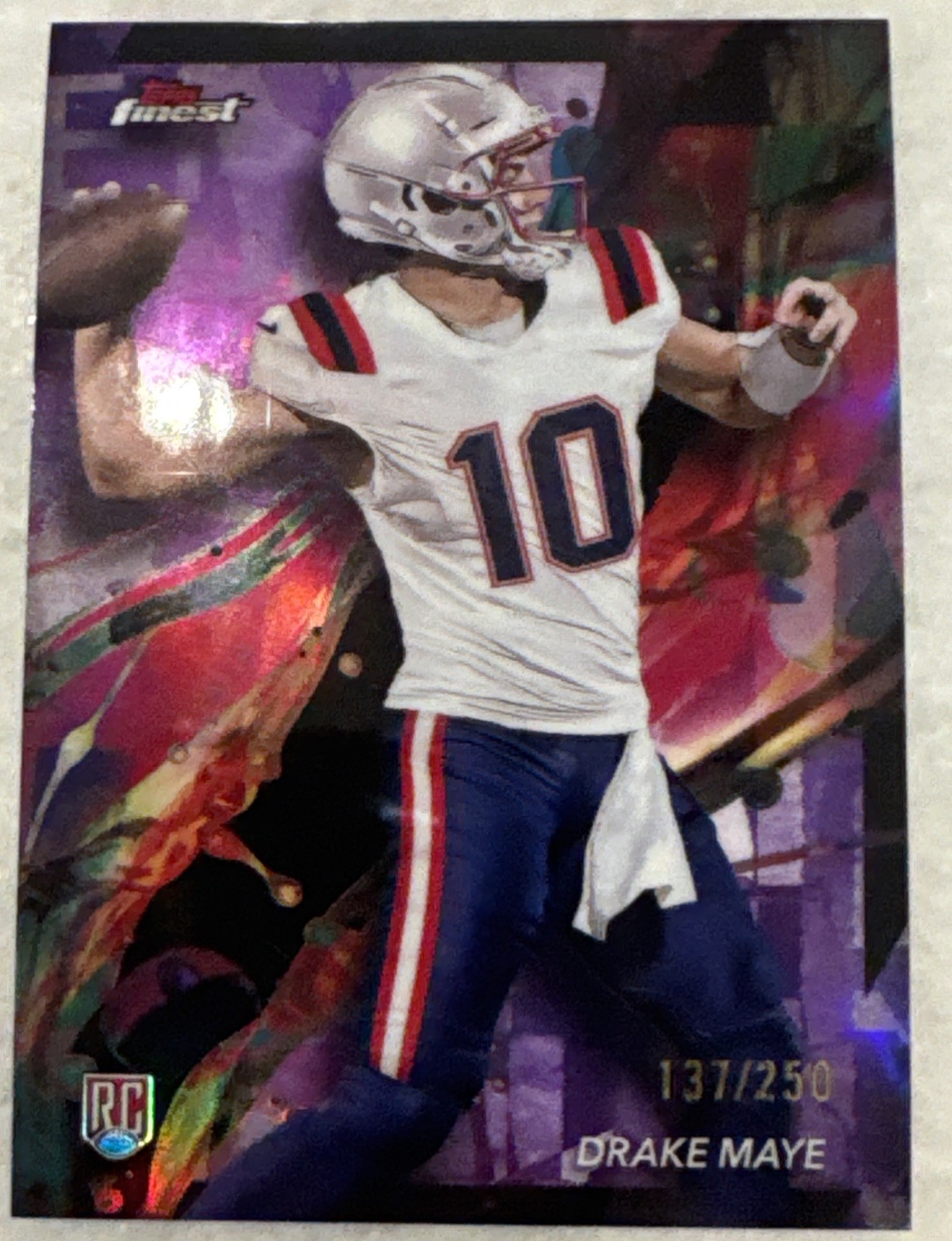 2024 Topps Finest - Drake Maye #62 Purple /250 (RC)