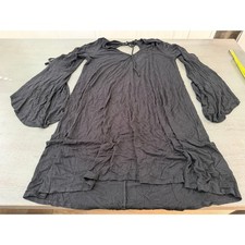 American Eagle Black Bell Sleeve Cold Shoulder Mini Dress XL  V-Neck Tie Back