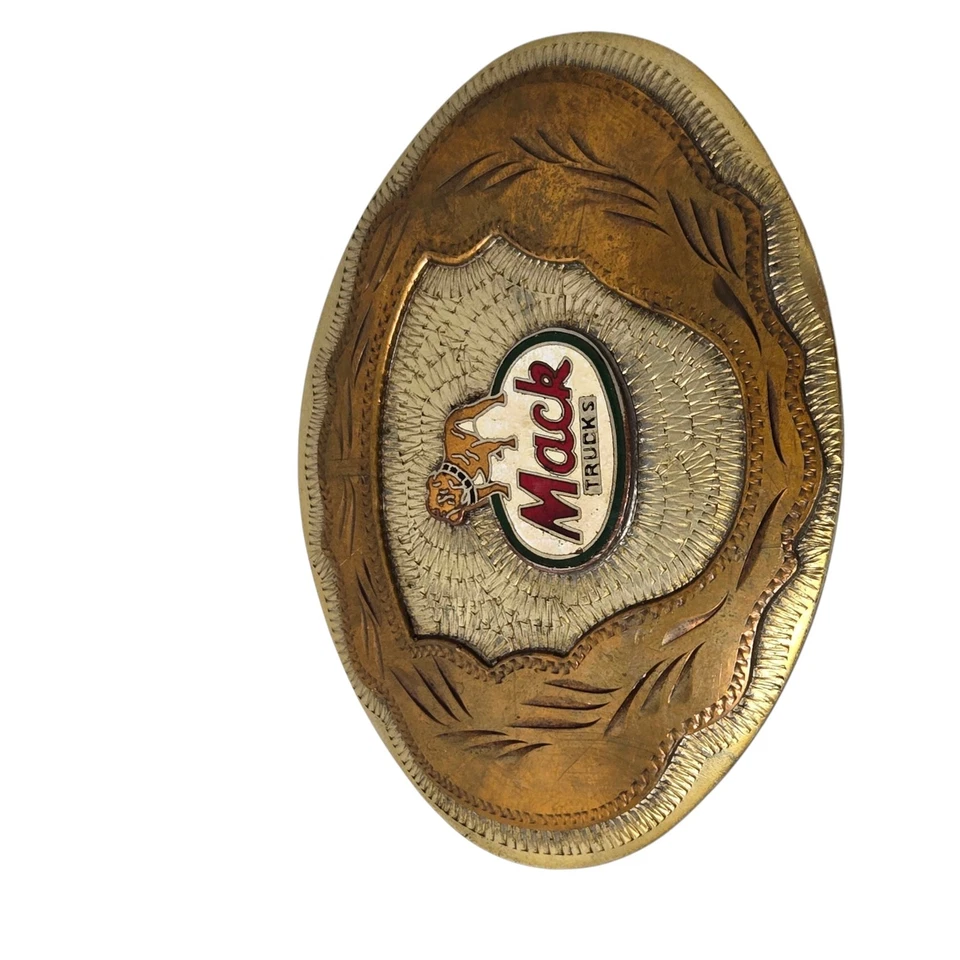 Hebilla de cinturón de camión Mack vintage estilo occidental plata alemana rara Foto 4 de 4