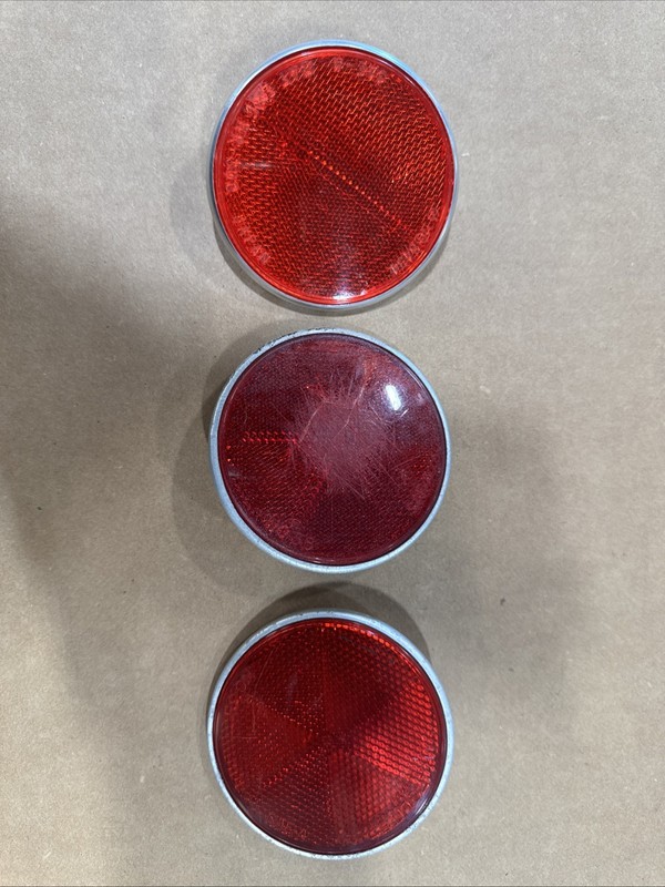 Schwinn Krate/Stingray Lot Of 3 Reflectors 3-1/4" Gulco #376 Stratolite Vintage