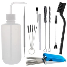 25 Pc Professional Airbrush & Spray Gun Cleaning Kit, Brushes Picks, Wash Bottle