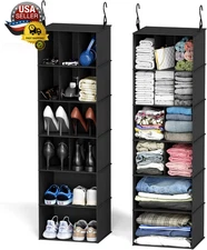 2 Pack Hanging Closet Organizer and Storage with Dividers, 24 Compartments Hangi