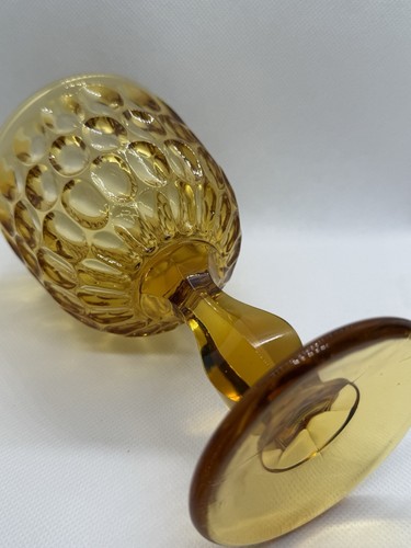 Vintage Fenton Colonial Amber Thumbprint Goblet Water Stem 6.5" - Picture 3 of 6