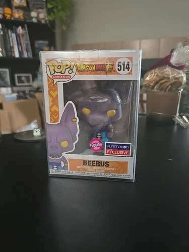 Funko Pop Dragon Ball Beerus (Flocked) Funimation Exclusive 514 w/Hard stack