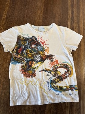 Gucci Authentic Tiger And Snake Shirt Sleeve Cotton Tshirt Size 10