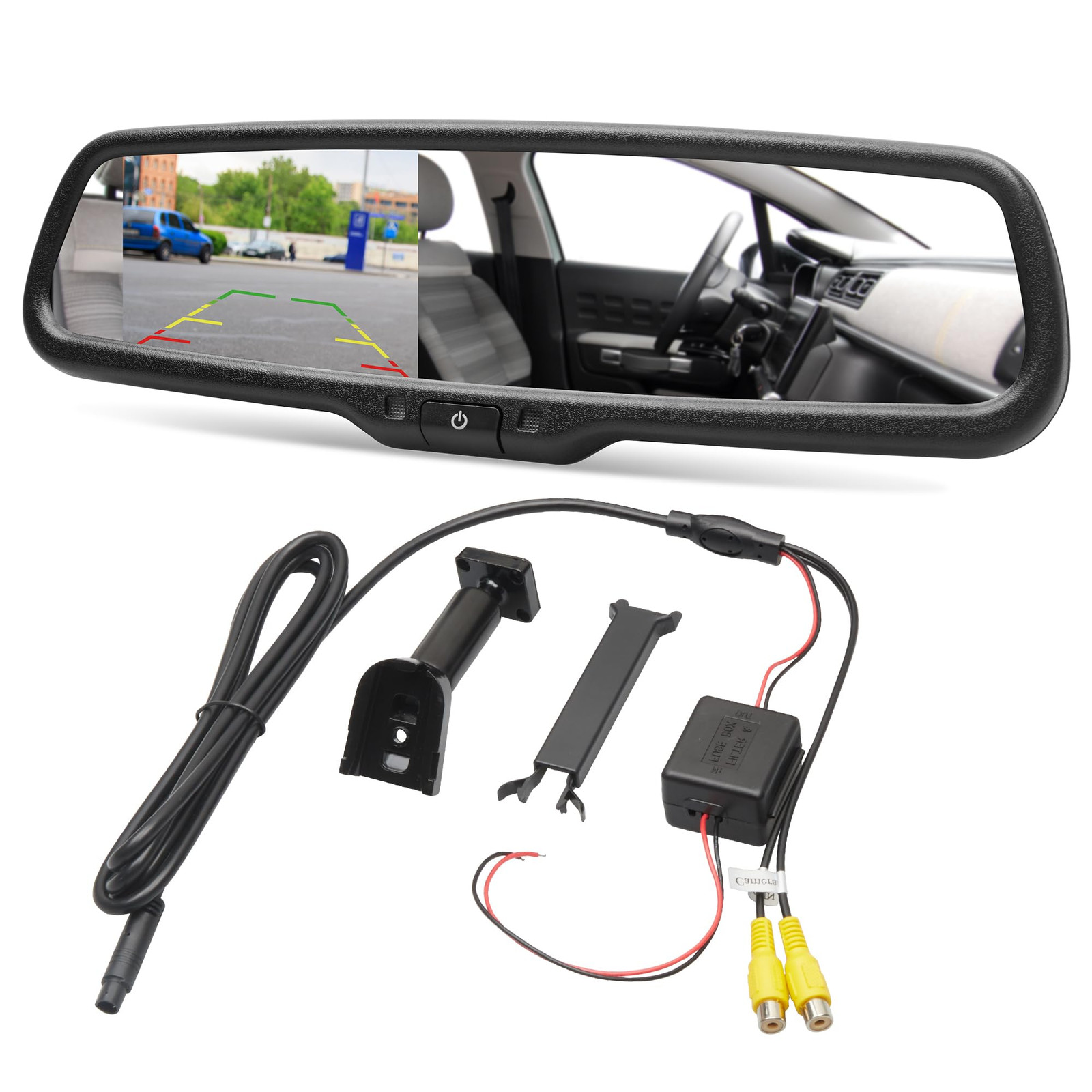 RED WOLF 4.3" Anti-glare Rear View Backup Mirror Monitor W/Dual Channel Fit F...