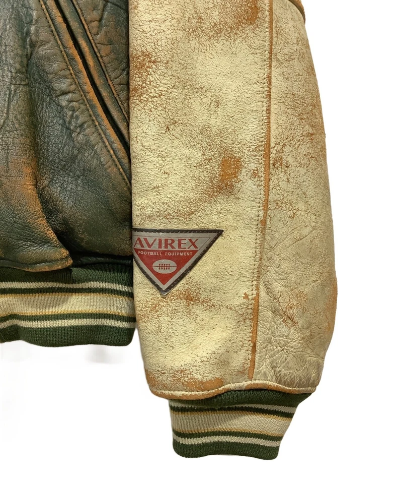 Avirex Leather Jacket Indian Chief Head Distressed Vintage Size M - Image 4 of 4