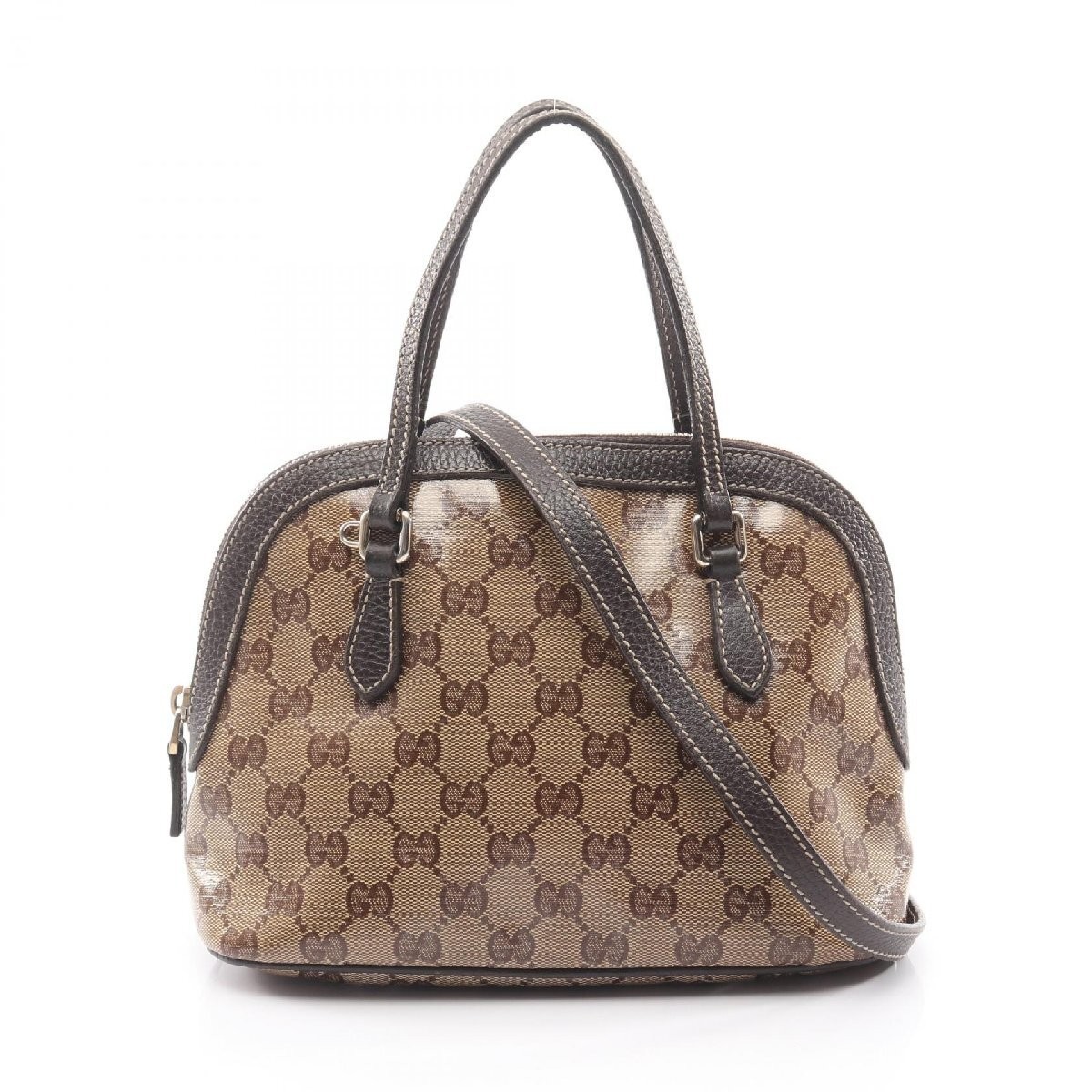 GUCCI GG Crystal  PVC Coated Canvas Hand Bag Canvas Leather 323906