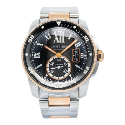 Cartier Calibre Diver 3729 W7100054 Two Tone Rose Auto Men's Watch 42mm 