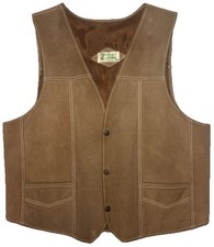 Vintage 70s 80s Genuine Leather Suede Vest Waistcoat Western Bohemian Size 42 