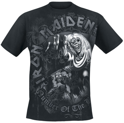 Iron Maiden T-Shirt Herren Number Of The Beast Grey Tone schwarz