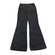 VTG 70s MAVERICK Wide Bell Bottom Flare Black Denim Hippie Jeans Goth Size 26