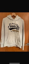 SUPERDRY Womens Graphic Hoodie Jumper UK 18 Large Grey Flecked Cotton LL06
