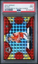 Bo Nix /80 Rookie Fusion Red & Yellow Choice 2024 Mosaic #271 RC MINT PSA 9