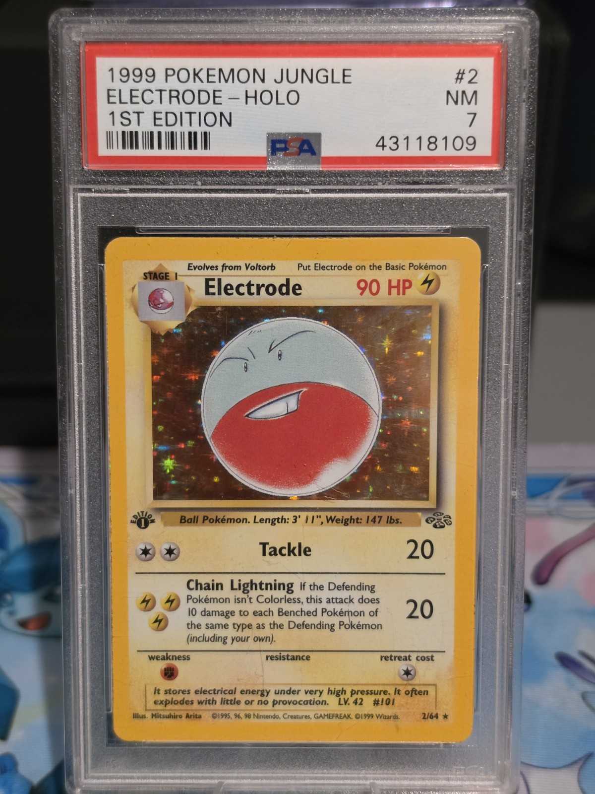 Pokémon TCG Electrode 02/64 Jungle 1st Edition Holo English PSA 7
