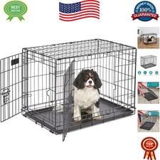 30-Inch iCrate Double Door Folding Dog Crate for Medium Breeds, Safe Durable