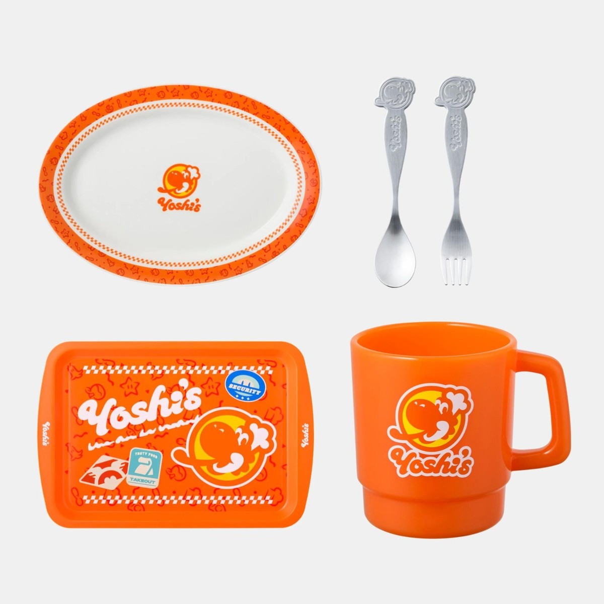 Nintendo TOKYO Yoshi Kitchen 4pc Set Plate Mug Cutlery Tray Mario