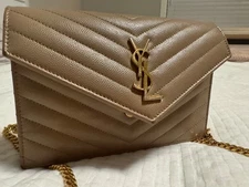 CASSANDRE MATELASSÉ CHAIN WALLET IN GRAIN DE POUDRE EMBOSSED LEATHER