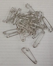 Heavy Duty Safety Pins -30  Pack - 2.5inch/65mm - Sliver- Clothing Clips