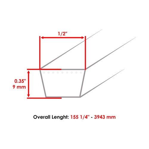 5023255SM 1724507 5023255 Drive Belt / Deck Belt for Simplicity Snapper Ferris - Picture 2 of 7