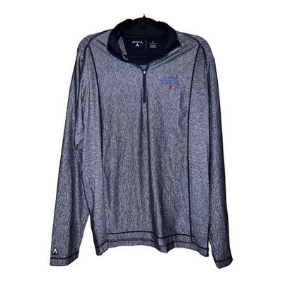 Antigua Mens L Long Sleeve Gray Quarter Zip Pullover Golf Athletic Shirt