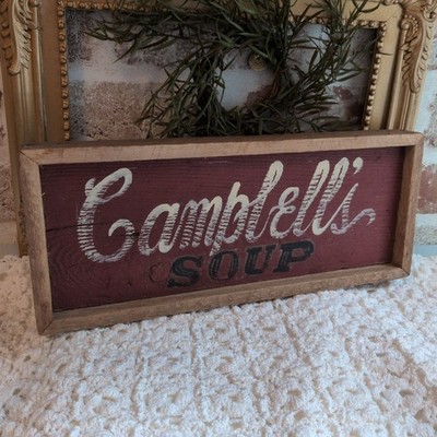 Vintage Rustic Wooden Campbells Soup Kitchen Wooden Sign Wall Hanging Art