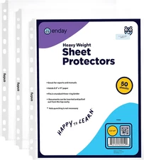 Clear Sheet Protectors for 3 Ring Binder Page Protectors 50 Pack- 8.5” X 11” Non