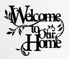 Iron "Welcome to Our Home" Floral Wall Art, Cozy Style Wall Hanging, Entryway Ho