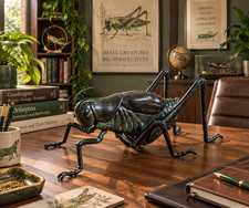 Large Bronze Grasshopper Insect - Signed - Moving Legs - Japanese Okimono