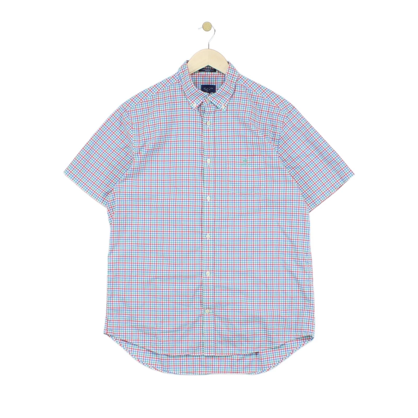 Gant Check Shirt Mens Size XL Multicoloured Short Sleeve Button-Down Classic