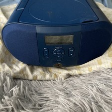 Blue Portable Boombox CD Player FM Radio Headphone Jack 3.5mm Input