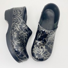 Dansko Professional Floral Damask Patent Leather Clogs Womens 9.5-10 EU 40