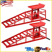 2 Pack Hydraulic Car Ramps 5T 11000lbs Capacity Low Profile Heavy Duty Car Lift