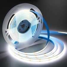 16.4ft/5M 6000K White COB Light Strip, DC12V CRI 93 LED Strip Light, 8mm Wid...