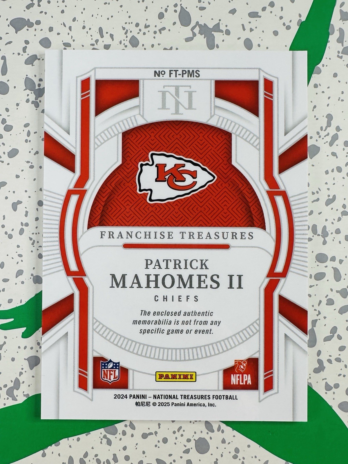 Patrick Mahomes - National Treasures Football - Franchise Treasures Patch /49 view 2
