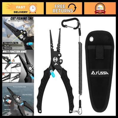 Fishing Pliers with Safety Lock, Aluminum Hook Remover, Titanium Jaws & Line Cut